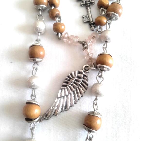 Iris Apfel & Bajalia 3 Silver & Wood Bead Layered Pendant Statement Necklaces - Picture 16 of 16